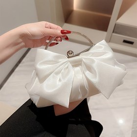 Resim Kadınlar İçin Şık Akşam Çantası - Lüks Parti Çapraz Çanta, Fiyonklu ve Güvenli Kilit Kapamalı, Beyaz/Siyah Resmi Etkinlik Clutch - Düğünler, Galalar, Günlük Kullanım için Dayanıklı Polyester Cüzdan - Kadınlar İçin İdeal Hediye, Saten Dokulu El Çantaları 