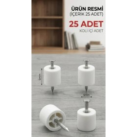Resim Mobilyahane 25 Adet Dayanıklı ve Pratik 5mm Beyaz Mobilya Ayakları Raf Pimi Çivili Raf Pimi 3 Paket 