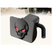 Resim Fochsia 3d Kafatası Metal Rozet Kilitli 2 Inç Alıcı Siyah Kırmızı Göz Demir Görünüm Araç Aksesuarı 