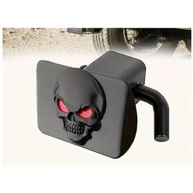Resim Fochsia 3d Kafatası Metal Rozet Kilitli 2 Inç Alıcı Siyah Kırmızı Göz Demir Görünüm Araç Aksesuarı 