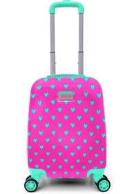 Resim Coral High Kids Neon Pembe Su Yeşili Kalp Desenli Çocuk Valizi 16715 