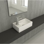 Resim Bocchi Milano Dar Sol Lavabo 37 Cm Parlak Beyaz Boc1418-001-0126 
