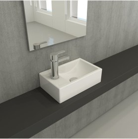 Resim Bocchi Milano Dar Sol Lavabo 37 Cm Parlak Beyaz Boc1418-001-0126 