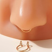 Resim 1pc Punk Tarzı Hip Hop Burun Yüzüğü, Takma Sahte Piercing Geometrik Mücevher, Çinko Alaşım Burun Halkası Kadınlar, Erkekler, Gençler, Üniseks, Parti ve Müzik Festivali Aksesuarı, Güç Gerekmez 