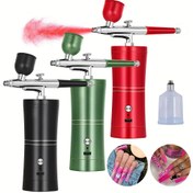 Resim Mini Hava Kompresör Seti, Nano Püskürtme, Hava Fırçası ve Spray Tabancası ile Tırnak Sanatı, Dövme, El Sanatları ve Kek Dekorasyonu için. 