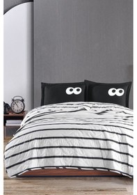 Resim Kapitone Yatak Örtüsü Seti Çift Kişilik Funny Siyah-kahve Siyah-kahve 