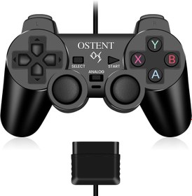 Resim OSTENT Sony Playstation PS2 PS1 PS One PSX Konsol Çift Şok Titreşim Video Oyunları için Kablolu Analog Denetleyici Gamepad Joystick Joypad 