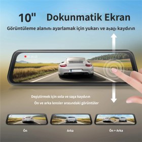 Resim Conio Araç Dikiz Aynası Dvr – 4K Ultra Hd Ön + 1080P Arka Kamera, 10" IPS Dokunmatik Ekran, Wifi & App Kontrolü, Süper Gece Görüş, Bsd 