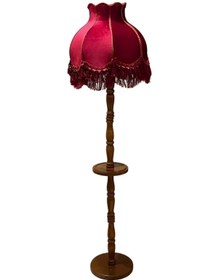 Resim Bordo Sehpalı Vintage Lambader 170x45cm Bordo 