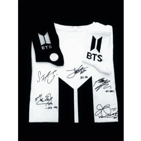 Resim Black Pink Gökhan Club Unisex Siyah Beyaz Bts Imza Baskılı 3 Lü Kombin T-Shirt 