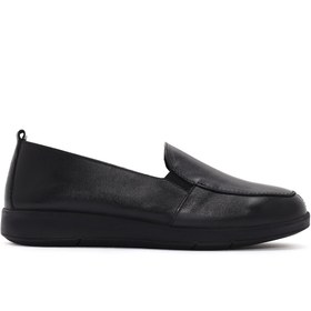 Resim Women's Black Leather Comfort Loafer 