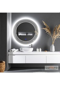 Resim Zenith Beyaz Led'li Lazer Kumlamalı Lavabo & Banyo Aynası Dokunmatik Sensörlü 80 X 80 