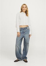Resim Jack & Jones Kadin Crop Poplin Gömlek - Jamie 12260549 White Beyaz 
