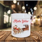 Resim Kumbara Hediyelik Yılbaşı Noel Temalı Baskılı Seramik Şık Küllük 