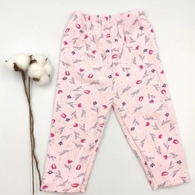 Resim Bebek Star Çiçek Desenli Pembe Kız Bebek Pijama Takımı %100 Cotton 