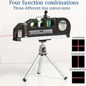 Resim 1 adet Yüksek Hassasiyetli Kızılötesi Lazer Seviyesi ile Tripod - Ev Dekorasyonu ve Doğru Açı Ölçümleri için 4 Fonksiyon Kombinasyonları (Çapraz Çizgi, Dikey Çizgi, Yatay Çizgi, Kabarcık Seviye), Pil Gücüyle Çalışan, Kırmızı Lazer Çizgisi, Taşınabilir Olmayan Tasarım, Hassas Düzleştirme | Çok Yönlü Lazer Seviyesi | Ayarlanabilir Lazer Seviyesi, Lazer Seviye Çizgi Aracı 