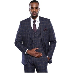 Resim Wessi Ekose Desenli Slim Fit Lacivert Erkek Ceket - Wessi Lacivert 