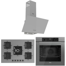 Resim Ferre Flowart Florenz Essential Gri 3'lü Ankastre Set ( QBL63CPR-SS038-D088 ) 