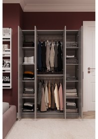 Resim %100 Mdflam 4 Kapaklı Gardrop 120cm G-08 Gri 