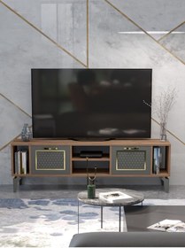 Resim Tv Sehpası Tv Ünitesi Atlantik Çam Antrasit Gold 160 Cm Linya 5040 Kahverengi 