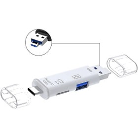 Resim shaza 5in1 Telefon Ve Bilgisayar Usb Type C Micro Kart Okuyucu Otg Beyaz 