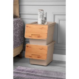 Resim Geseus Motek Patateslik Soğanlık Sepeti , Oyuncak Kutusu , Sebzelik Tekerlekli Organızer Çok Amaçlı Kutu 2X12LT-BAMBU+KREM 