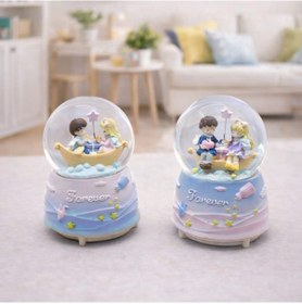 Resim Büro Ev Ofis Hediyesi İçin Müzikli Işıklı Romantik Sevgililer Kar Küresi 