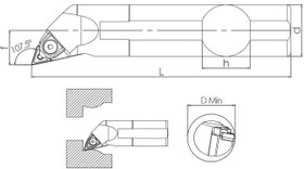 Resim M Sistem - ISO MTQNR/L 107.5° İç Çap Torna Kalemi 