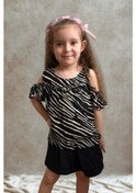 Resim Omuz Detaylı Zebra Desenli Çocuk Bluz-2004 001 
