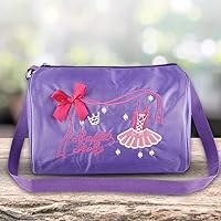 Resim Srliya Çocuk Dans Bale Yüzme Çantası Çantası İşlemeli Tote, Mor, Evrak çantası 