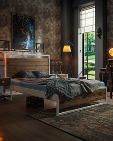 Resim Unimet Ariane Ahşaplı Tek Kişilik Metal Karyola 120x200 Beyaz (AHŞAP LATALI) 