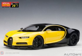 Resim 1:18 Autoart 2017 Bugatti Chiron (Jaune MolsheimNocturne Black) 