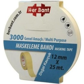 Resim 12mmx25mt Maskeleme Band Doğal Kauçuk Hotmelt Bant Yüksek Kalite 