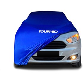 Resim ULTRASHOP Ford Tourneo Courier (2014 - ) Mavi Kumaş Araba Brandası Logolu Penye Branda Oto Branda 