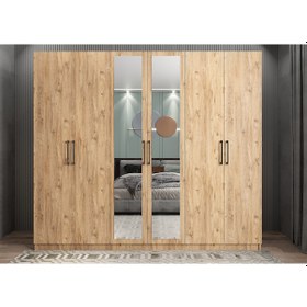 Resim Kayra 6 Kapaklı Gardırop Dolap Çam - Ücretsiz Kurulum 