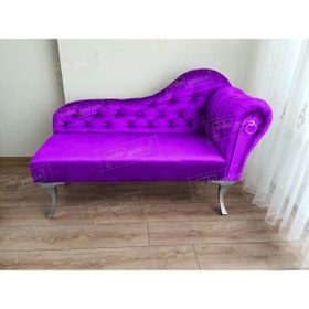 Resim aldagelsin Ters Kol Dekoratif Bihter Koltuk Josefin Puf 130 cm Gümüş Ayak 