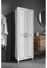 Resim 2 Kapaklı 5 Bölmeli Geniş Çok Amaçlı Banyo Dolabı - Tamamı 1. Kal Beyaz 