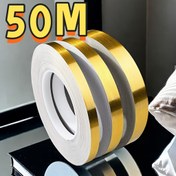 Resim Kendinden Yapışkanlı Fayans Etiketleri 50.0 metre Altın Gümüş Zemin Su Geçirmez Duvar Fuga Bandı Fayans Güzellik Dekoru Oteli Süsleme 