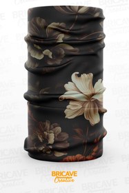 Resim Bricave Vintage Kahverengi Çiçek Desenli Motosiklet Bandana Boyunluk Maske 