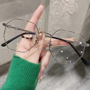 Resim 2023 Yeni Spor Geometrik Poligonal Metal Gözlük Çerçevesi - Tam Kenarlı Şeffaf Lensli, Hafif ve Dayanıklı Erkek & Kadın Gözlüğü, Mikrofiber Bez Dahil 