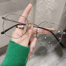 Resim 2023 Yeni Spor Geometrik Poligonal Metal Gözlük Çerçevesi - Tam Kenarlı Şeffaf Lensli, Hafif ve Dayanıklı Erkek & Kadın Gözlüğü, Mikrofiber Bez Dahil 
