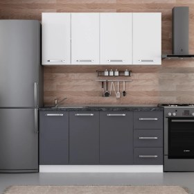 Resim Evim 165 Cm Mutfak Dolabı Beyaz Antrasit 165-A1 