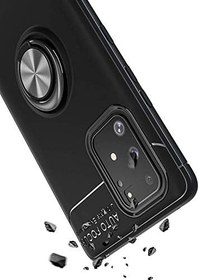 Resim Microcase Samsung Galaxy S10 Lite Focus Serisi Yüzük Standlı Silikon Kılıf - Siyah 