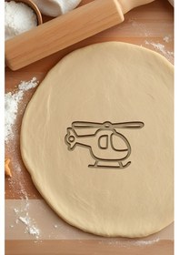 Resim Helikopter Kurabiye Kalıbı, Hamur Şekillendirici, Bisküvi Kalıbı, Kolay Kesim Ucu Beyaz 