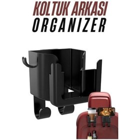 Resim Modacar Araç Koltuk Arkası Organizer Bardak Telefon Tutucu 