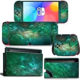 Resim Nintendo Switch OLED Cilt için ROIPIN, Nintendo OLED için Koruyucu Film Etiketi, Switch OLED için Tam Sarma Kaplama, Koruyucu Cilt Kapağı, Komik Moda Havalı Anahtar Oyun Kaplamaları (Aurora) 