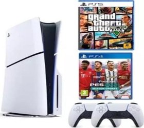 Resim Playstation 5 Slim Cd + 2. Ps5 Kol + Pes 2021 + GTA 5 (İthalatçı Garantili) 