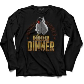 Resim Kendim Seçtim Pubg Playerunknown's Wınner Chıcken Dınner 2 Uzun Kollu Tişört Baskılı Çocuk T-Shirt 