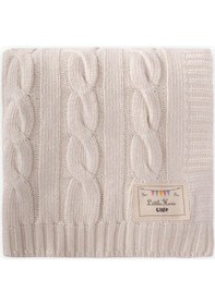 Resim Cigit Saç Örgü Triko Battaniye 80x100 Cm +/-5 Cm Ekru Ekru 