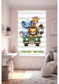 Resim Perdecizade Enxboy Safari Dijital Baskılı Zebra Perde-cocuk Odası-stor Perde Pz-5012 Renkli 